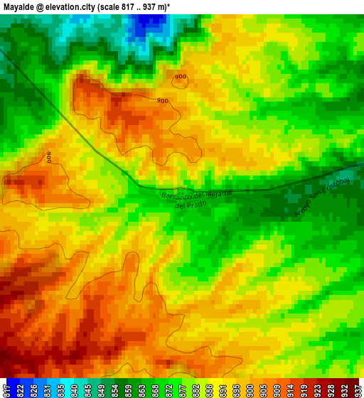 Mayalde elevation map