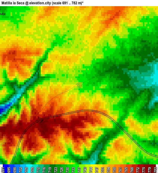 Matilla la Seca elevation map