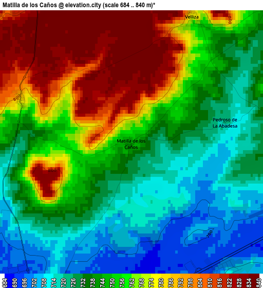 Matilla de los Caños elevation map