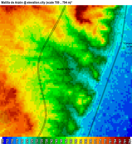 Matilla de Arzón elevation map