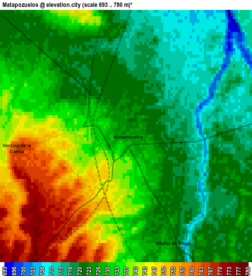 Matapozuelos elevation map