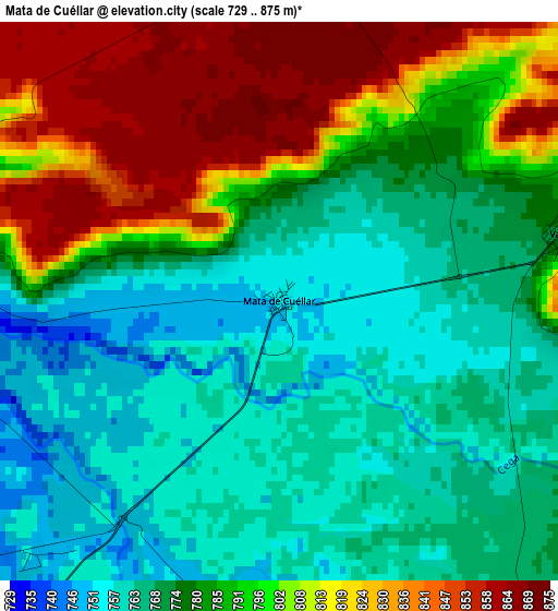 Mata de Cuéllar elevation map