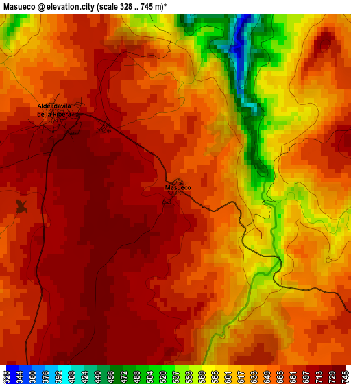 Masueco elevation map