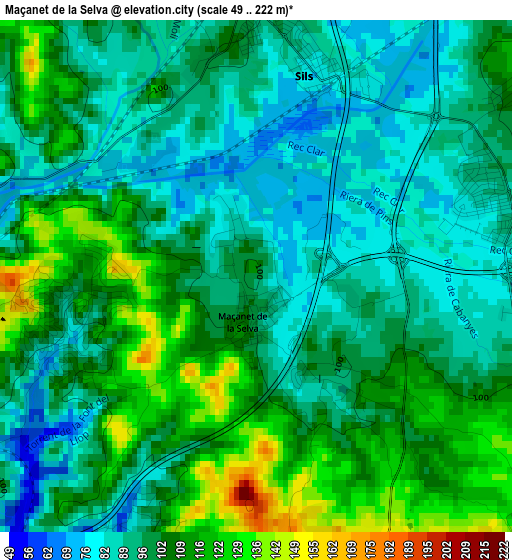 Maçanet de la Selva elevation map