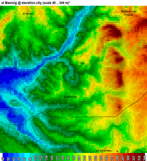 el Masroig elevation map