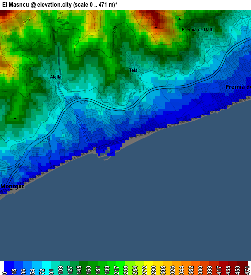 El Masnou elevation map