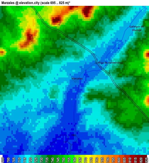 Marzales elevation map