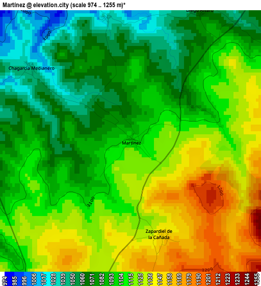 Martínez elevation map