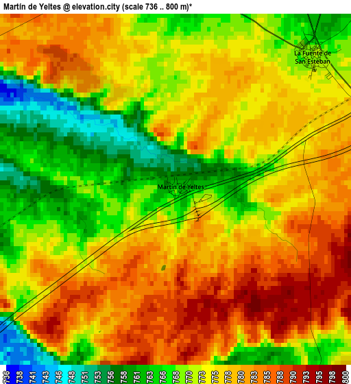 Martín de Yeltes elevation map