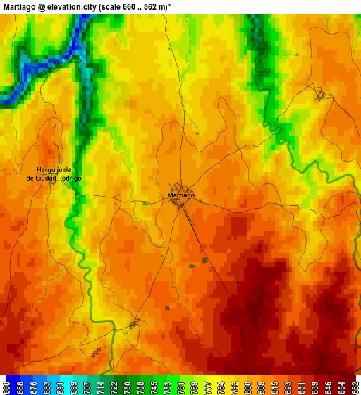 Martiago elevation map