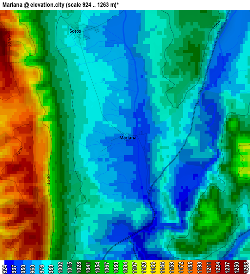 Mariana elevation map