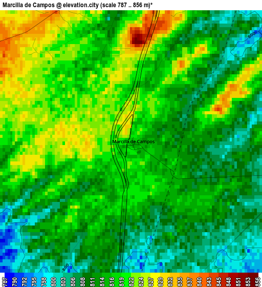 Marcilla de Campos elevation map