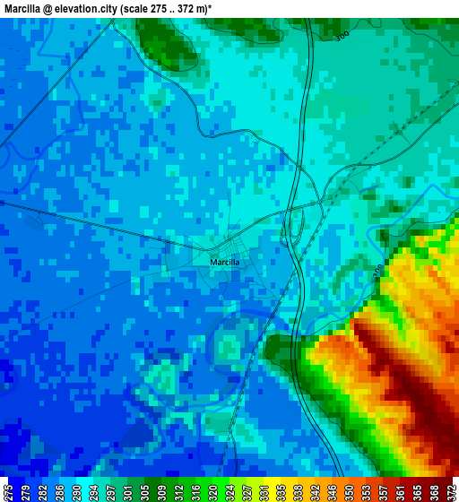 Marcilla elevation map