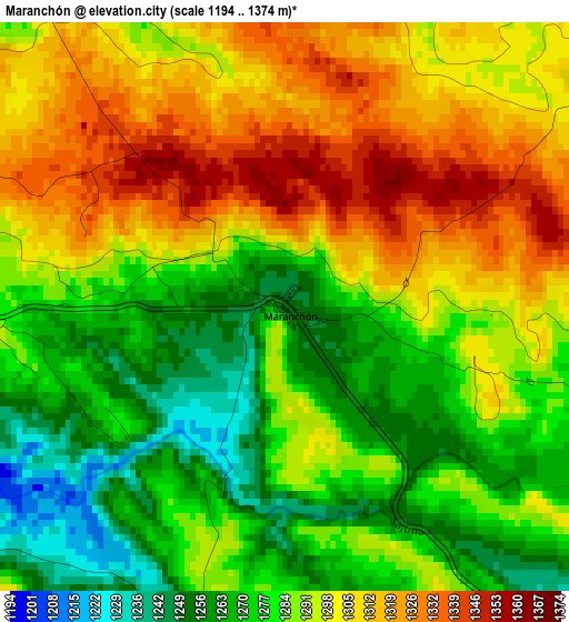 Maranchón elevation map