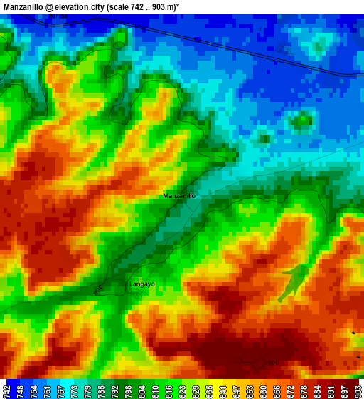 Manzanillo elevation map