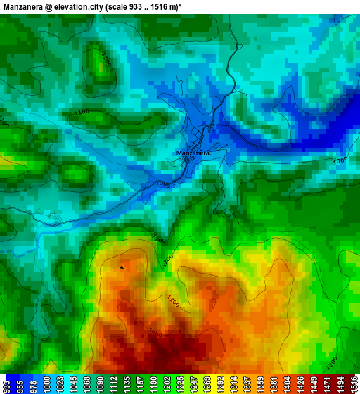 Manzanera elevation map