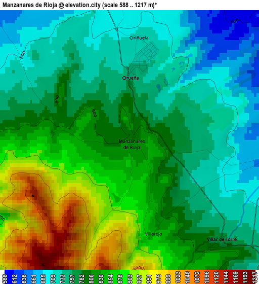 Manzanares de Rioja elevation map