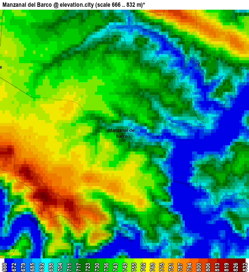 Manzanal del Barco elevation map