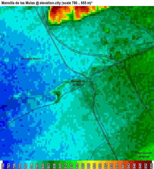 Mansilla de las Mulas elevation map