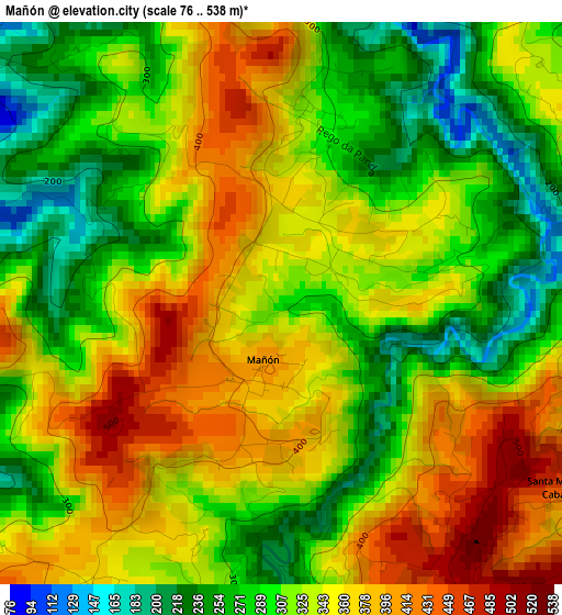 Mañón elevation map