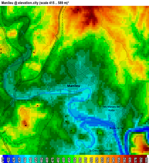 Manlleu elevation map