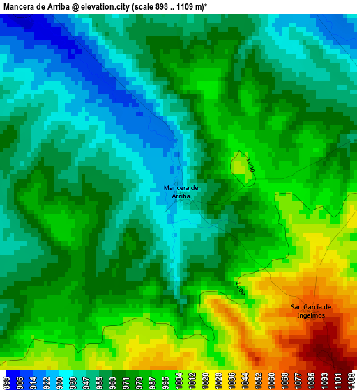 Mancera de Arriba elevation map