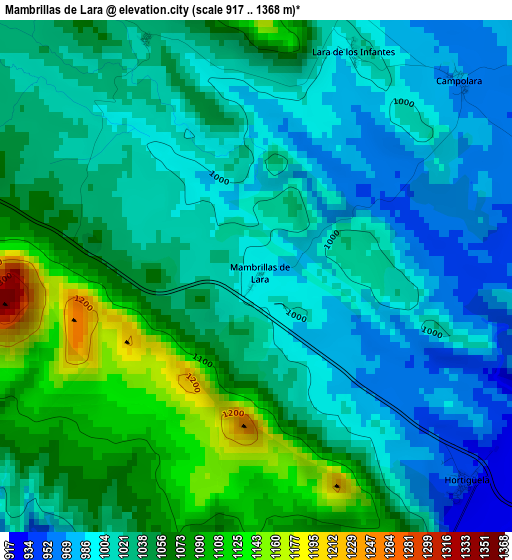 Mambrillas de Lara elevation map