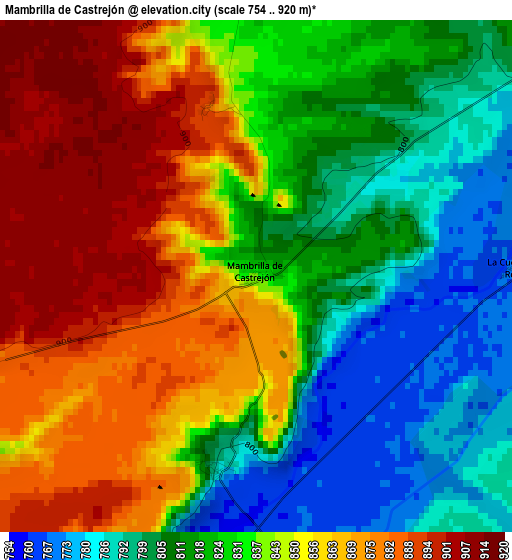 Mambrilla de Castrejón elevation map