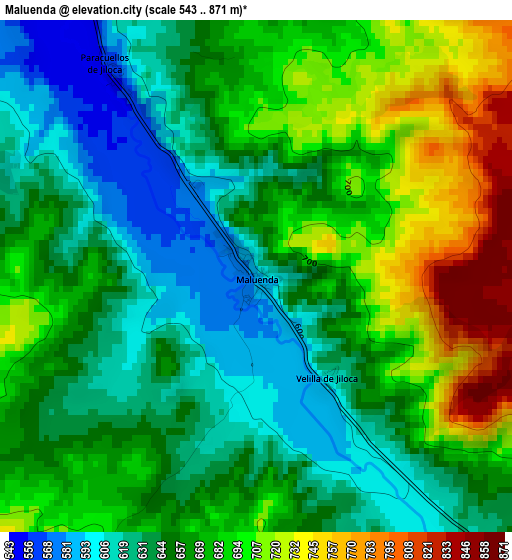 Maluenda elevation map