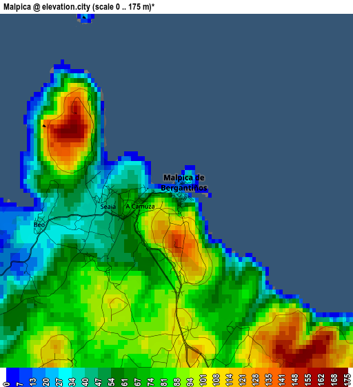 Malpica elevation map