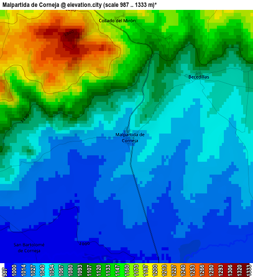 Malpartida de Corneja elevation map