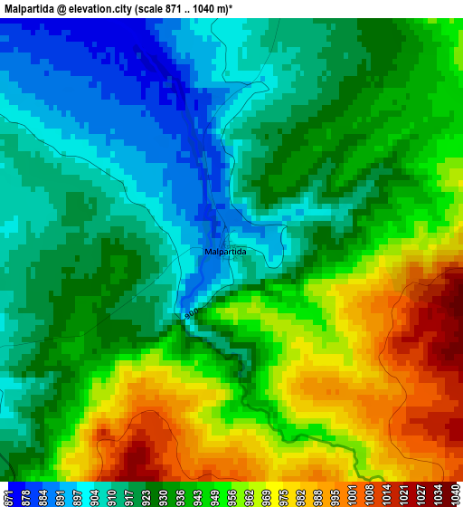 Malpartida elevation map