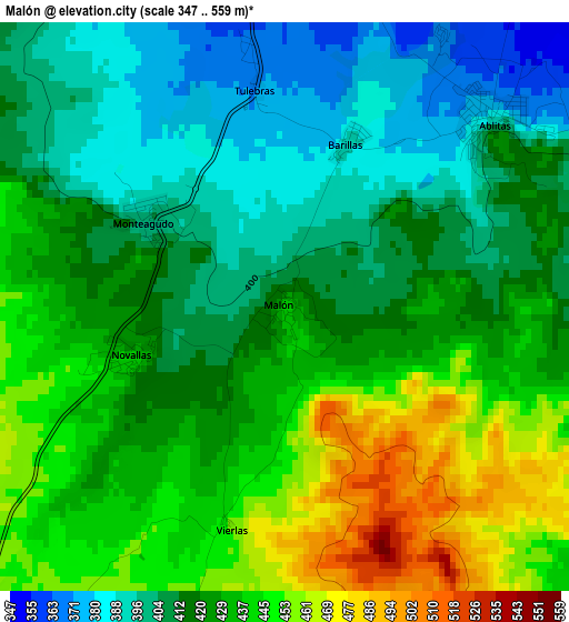 Malón elevation map