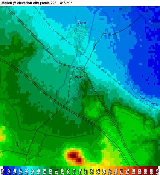 Mallén elevation map