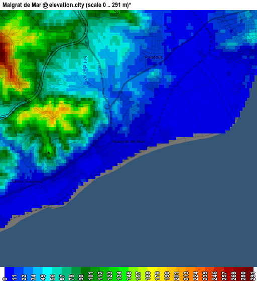 Malgrat de Mar elevation map