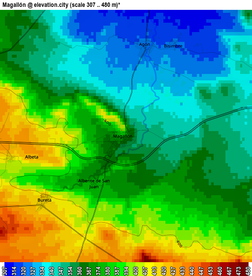 Magallón elevation map