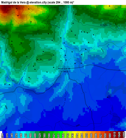 Madrigal de la Vera elevation map