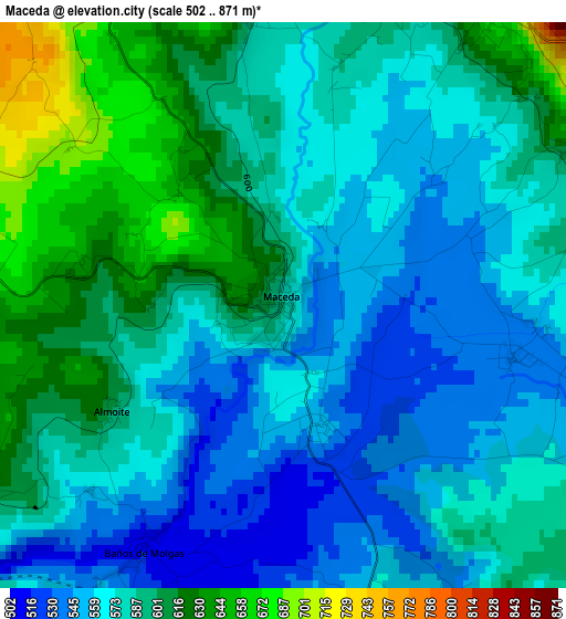 Maceda elevation map