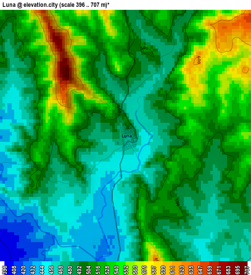 Luna elevation map