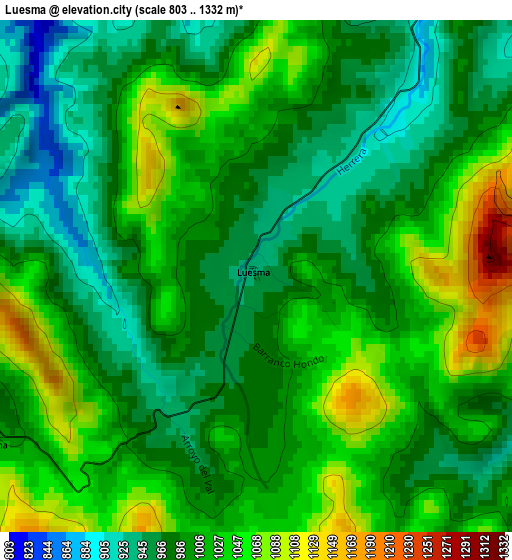 Luesma elevation map