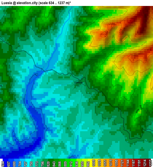 Luesia elevation map