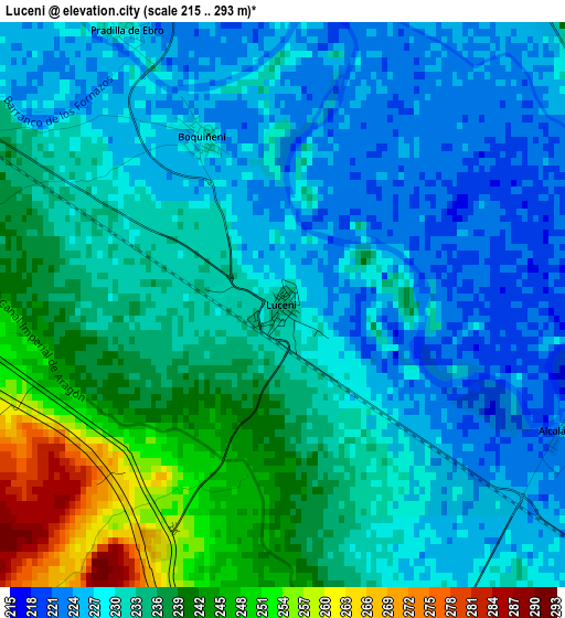 Luceni elevation map