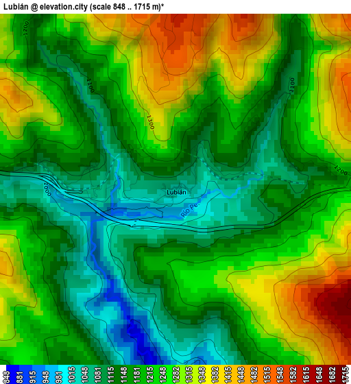 Lubián elevation map