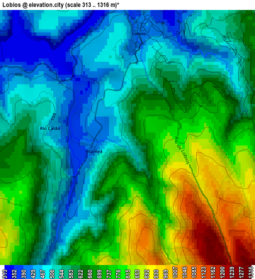 Lobios elevation map