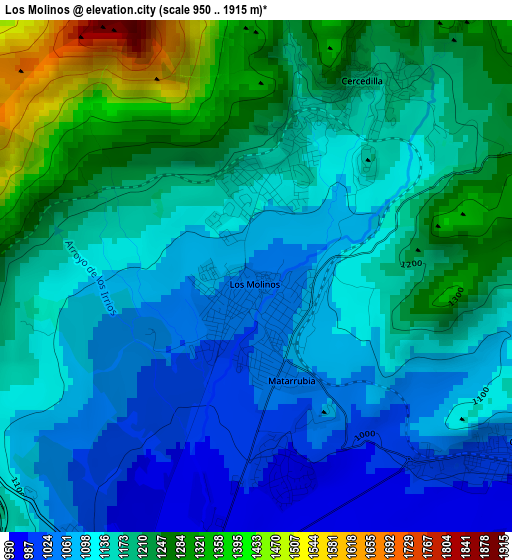 Los Molinos elevation map