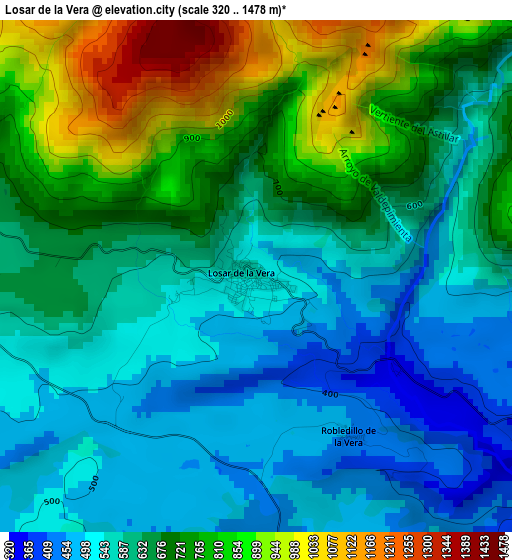 Losar de la Vera elevation map