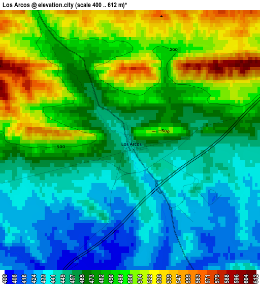 Los Arcos elevation map