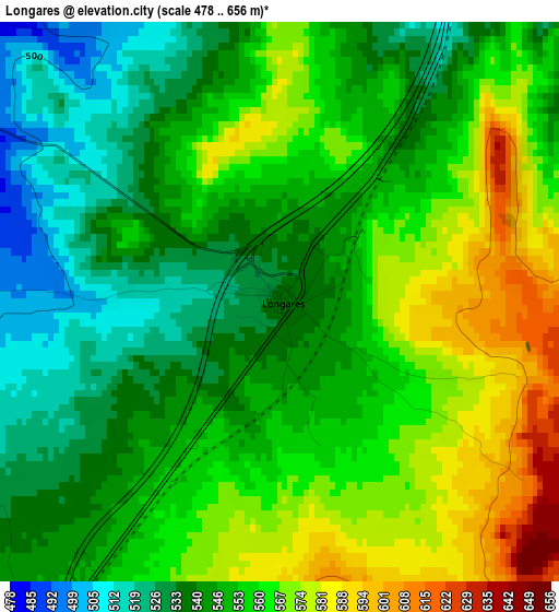 Longares elevation map