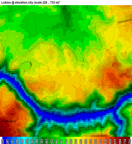 Lobios elevation map