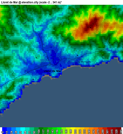 Lloret de Mar elevation map